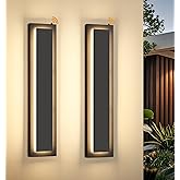 tewei 23.6'' Dusk to Dawn Outdoor Wall Lights, Modern Black LED Outdoor Wall Sconce, Large Long Exterior Lighting Fixtures Ou