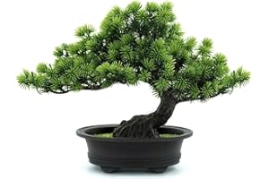 YOERM Artificial Plants Greenery Bonsai, Room Decor Fake Bonsai Tree for Home Decor Indoor Bookshelf Office Desk Bathroom Farmhouse Decor, Tall 9.5"