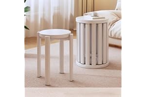 AOLBSPD Stackable Stools Set of 4, Stools with Anti-Slip Foot Pads, 18 Inch Stool Nesting Side Tables Nesting Sturdy and Durable, Round Portable Barstools for Kitchen, Bedroom, Living Room (White)