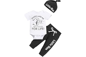 Aoswep Newborn Infant Baby Clothes Long Sleeve Romper + Pants + Hat 3PCS Outfits Set