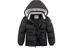 WULFUL Kids Boy's Winter Coat Detachable Hat Puffer Windbreaker Warm Cotton Jacket Parka Down Outdoor Coats