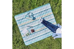 Weatherproof Vintage Outdoor Blanket (60in x 72in) - Portable Picnic Blankets Waterproof Foldable & Beach Blanket Waterproof Sandproof with Carry Strap, Camping Blanket - Foldable Waterproof (Stripe)
