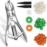 Goat Banding Kit, Stainless Steel Expander Tool 200pcs 3-Size Rubber Bands | Livestock Banding Kit with Expander Plier, Suitable for Goats Sheep Calves Hogs, Durable Humane Handling Tool Animal Care