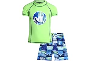 Body Glove Boys Swim Set - Boys Swim Trunks with Rash Guard UPF50+ 2 Piece Bathing Suits with Shorts Swimsuit Set (Size 4-12)