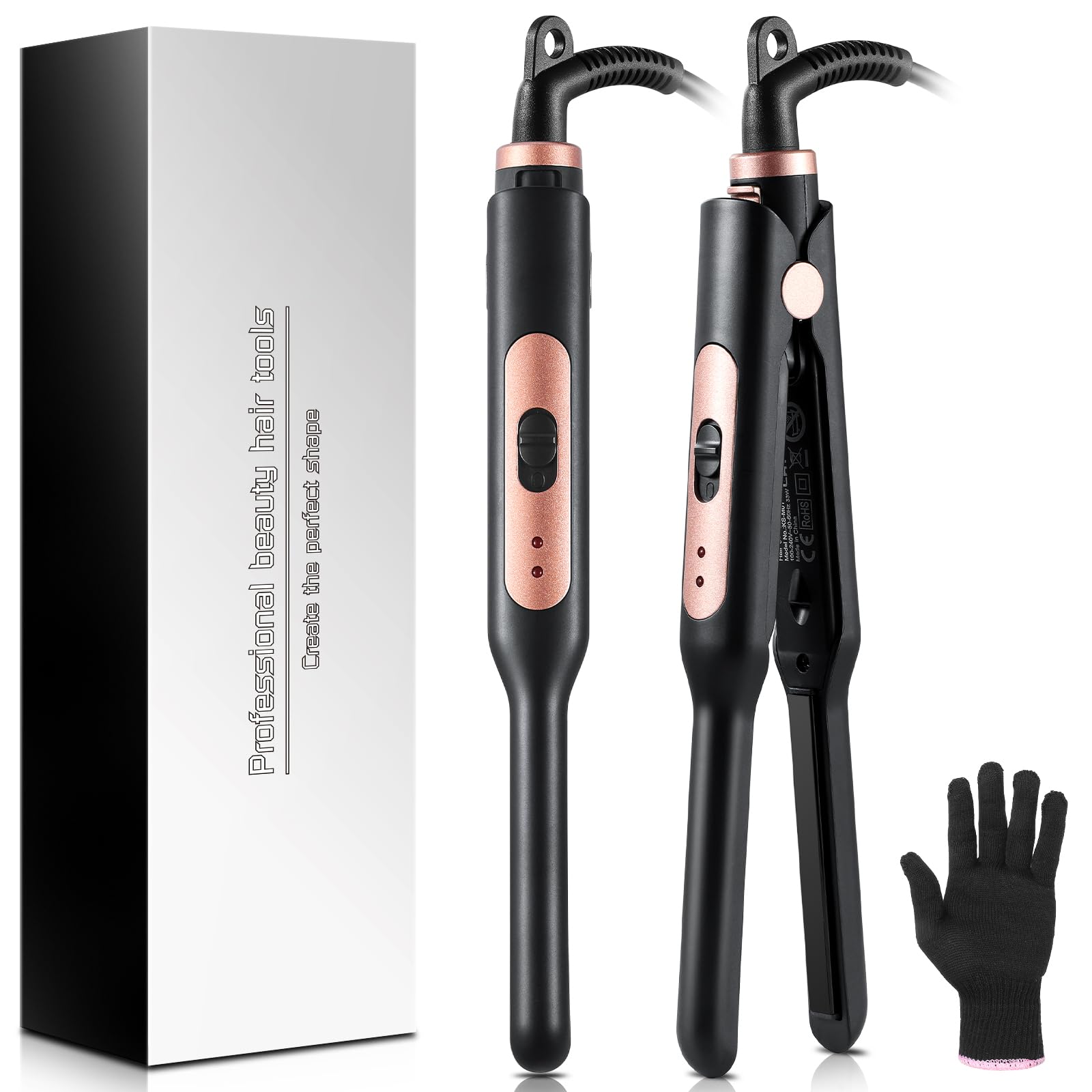 Mini Straighteners, Haglater Pencil Straightener Curl and Straighten 2 in 1,Straighteners for All Short Hair Types, Bangs, Male Beard