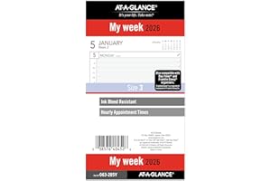 AT-A-GLANCE 2026 Planner Refill, Weekly, 3-3/4" x 6-3/4", Portable Size 3 Loose-Leaf (063-285Y-26)