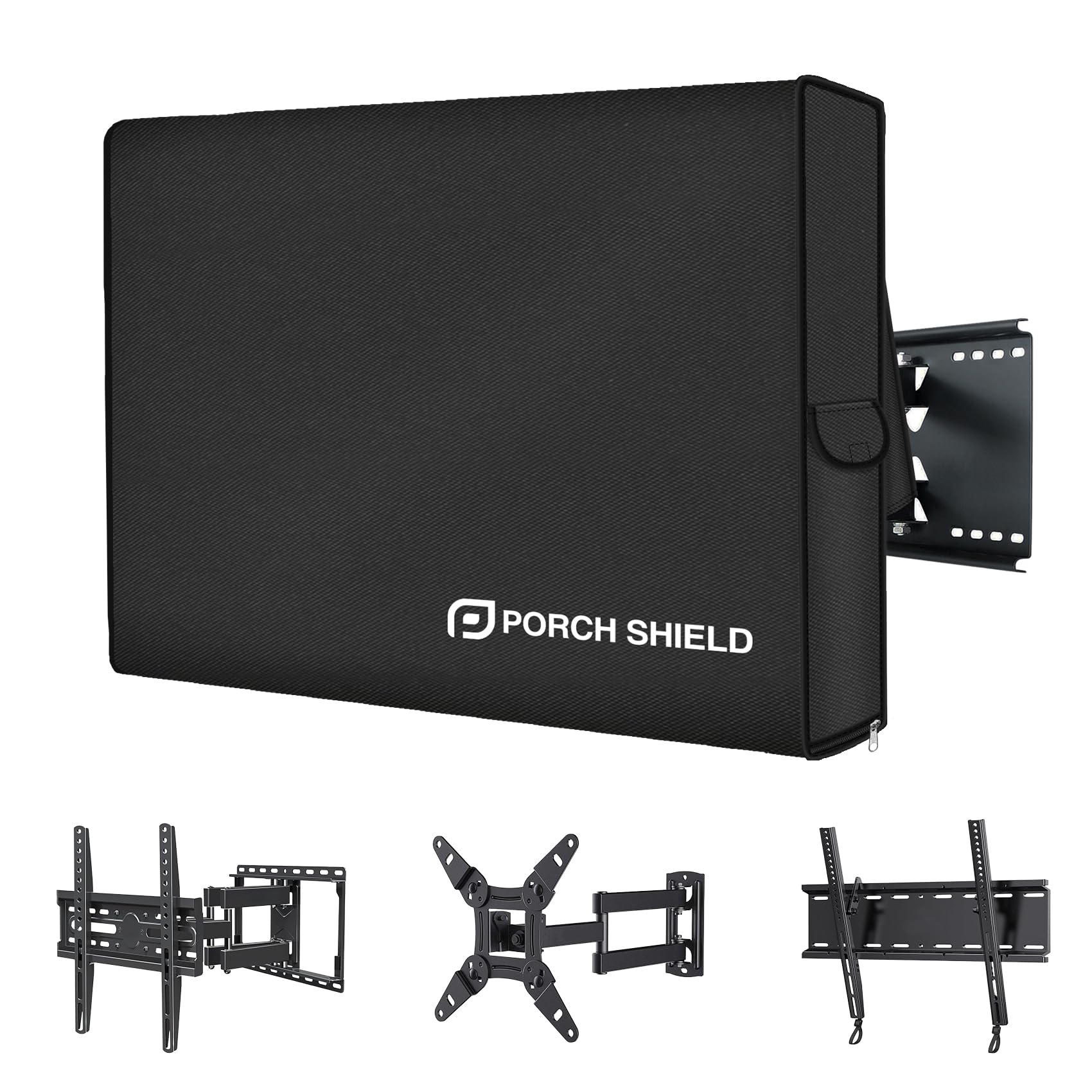 Photo 1 of Porch Shield 52-55 inches Outdoor TV Cover - Upgrade Fully Cover TV Weatherproof Protector for LCD, LED, Compatible with Wall Mounts and Stands (Black)