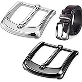 Classicseali 2pcs Belt Buckle Men,40mm Formal Belt Buckles for Men, Single-Prong Square Metal Belts Buckle, Suitable for Men's and Women's Belts, Silver