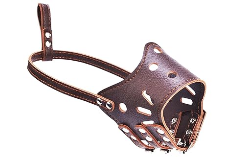 SRI Dog Muzzles Breathable Safety Mask for Biting and Barking, Brown (Small)