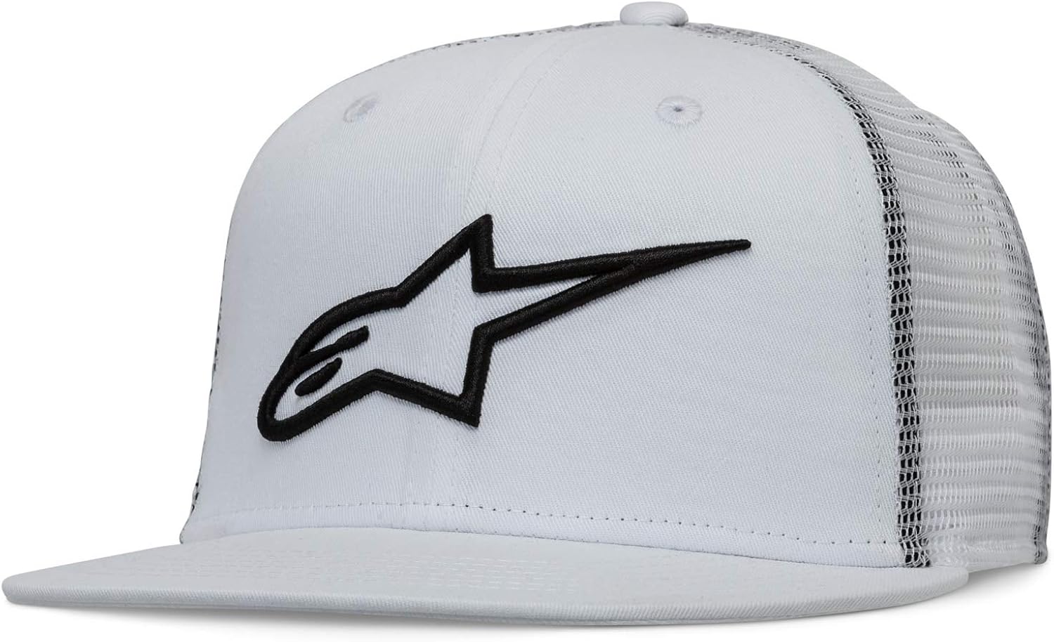 Alpinestars Men's Bill Snap Back Flat Embroidered Logo Flexfit Hat, Corp Trucker Black, One Size: Clothing