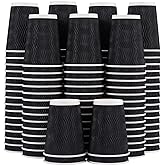 Lamosi 12 oz Disposable Coffee Cups - 120 Pack, Insulated Corrugated Paper Cups 12 oz, Kraft Ripple Wall Cups for Hot Beverage or Cold Drinks Office/Home/Party/Travel/Cafe (Black)