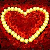 Caffox 3000Pcs Rose Petals with 36Pcs LED Tea Lights Candles, Rose Petals for Romantic Night for Her Set, Romantic Decorations for Special Night, Valentine's Day, Wedding, Anniversary Decorations