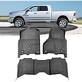 Floor Mats for 2013-2018 Dodge Ram 1500/2500/ 3500 Crew Cab, TPE Automotive All Weather Cover Protection Waterproof Floor Liner Front & Rear Row Full Set Car Mats for 19-24 Ram 1500 Classic Crew Cab