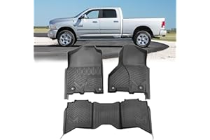 CMVT AUTO Floor Mats for 2013-2018 Dodge Ram 1500/2500/ 3500 Crew Cab, TPE Automotive All Weather Cover Protection Waterproof Floor Liner Front & Rear Row Full Set Car Mats for 19-24 Ram 1500 Classic Crew Cab