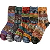 TAXCAIX 5 Pack Winter Socks For Women - Knitted Socks, Thick, Warm, Soft, Free Size 6-11