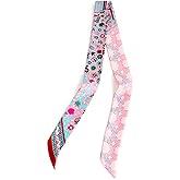 100% Mulberry Silk Scarf 1.97"X47.2" Head Hair Ribbon Handbag Scarf for Purse Headband for Women
