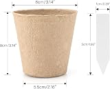 KINGLAKE Biodegradable 8cm Plant Pots 100Pcs with Labels Fibre Seedling Pots view 2