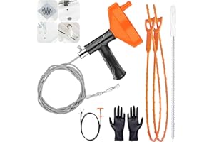 LAUNARY Drain Snake Auger, Plumbing Snake Drain Hair Clog Removal Tool, Heavy Duty Toilet Snake Auger, Sink Unclogger Drain Cleaner Tool for Bathroom Kitchen Tub Shower Drain Clog Remover with Gloves（33 Feet）