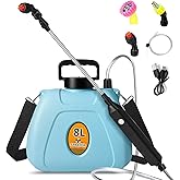 2 Gallon Battery Powered Garden Sprayer,2025 Upgraded Electric Weed Sprayer with 3 Adjustable Speed, Battery Indicator,Rechargeable Retractable Wand with Adjustable Shoulder Strap for Lawn,Garden,Yard