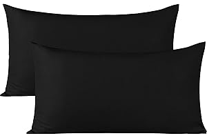 BEDSUM Microfiber King Pillowcases Set of 2, Soft Wrinkle Resistant and Easy Care Pillow Cases with Envelope Closure for Kids, 20x36 inches, Black
