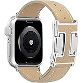 JSGJMY Leather Magnetic Band Compatible with Apple Watch Bands 38mm 40mm 41mm 42mm 44mm 45mm 46mm 49mm for Women Men,Top Grain Leather Designer Replacement Strap for iWatch Ultra SE Series11/10/9/8/7/6/5/4/3/2/1