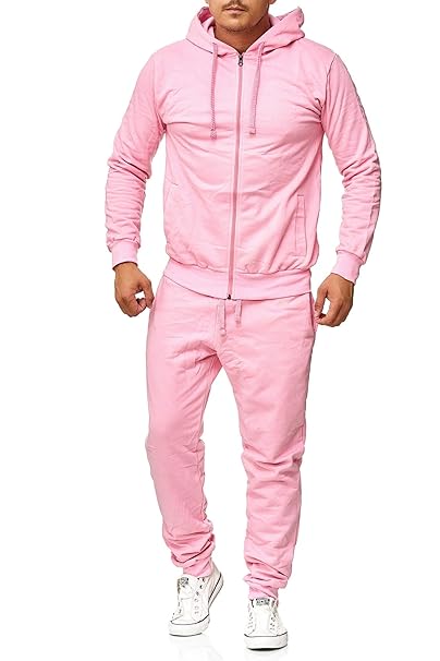 Violento Jogginganzug Uni Colour Design 586 703 | Jogginghose und Reißverschlussjacke aus 100% Baumwolle | Kapuze und Rippstr