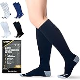 CopperJoint Copper Compression Socks for Women & Men, 15–20 mmHg Knee High Support Socks, Wide Calf Friendly Fit for Work, Travel and Everyday Wear, X-Large