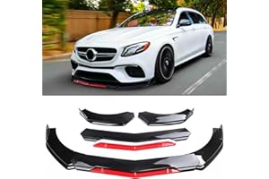 goodfitment Universal Front Lip for Car,Glossy Black Front Bumper Lip, ABS Adjustable Sharp Corner Front Bumper Lip Splitter Protector Replacement for Most Vehicle (Glossy Black w/Red)