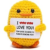 Artlunar Funny Positive Duck Emotional Support Crochet Inspirational Gifts Birthday Valentine White Elephant Gifts for Women Men Cute Ducks Home Decor(I Duck Love You)