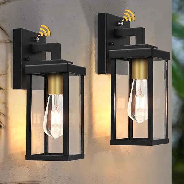 ALVIME LIGHTING HY90037BK DUSK TO DAWN OUTDOOR WALL LIGHT FIXTURE WITH PHOTOCELL SENSOR, BLACK, 4.5-IN X 13-IN, E26 BASE, WEATHER RESISTANT ALUMINUM