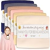 Hahafelt 24 Employee Appreciation Gifts Thank You Gift Bulk for Coworker Christmas Fleece Throw Blankets for Staff Teacher Nurses 50 x 60 Soft Throw Fleece Blankets with Inspirational Card (Light)