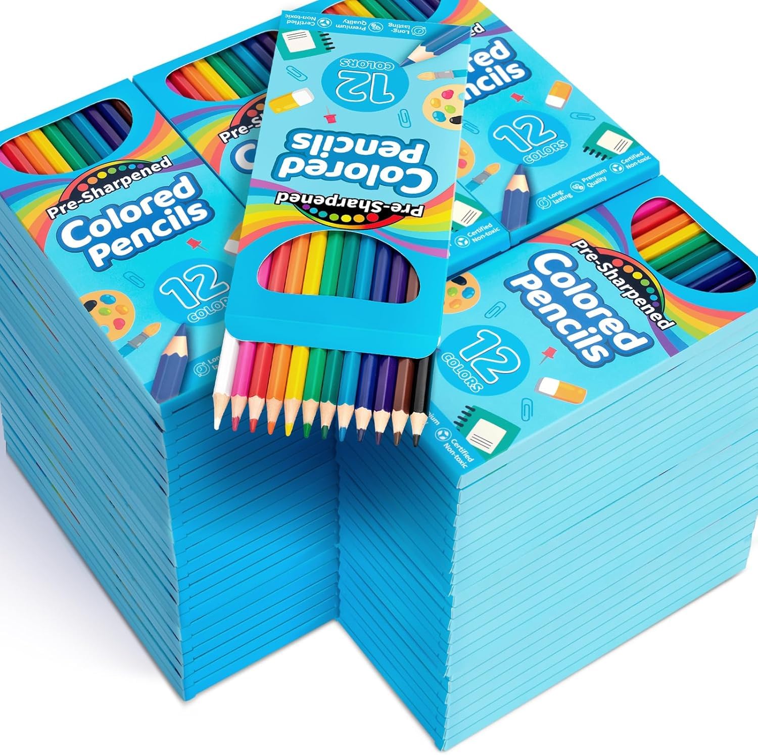 Photo 1 of Jumlys 1152 Count Colored Pencils Bulk, 96 Packs Pre-sharpened Coloring Pencils for Kids in 12 Colors, Bulk School Supplies for Teachers, Ideal Back to School Supplies & Classroom Prizes