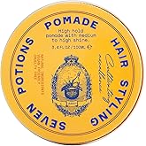 SEVEN POTIONS Men’s Hair Pomade — High Shine, High Hold, Water-Based — Barber-Grade Styling for Slick Back, Pompadour & Side Part — Natural, Vegan, Cruelty-Free — 3.4 fl oz / 100ml