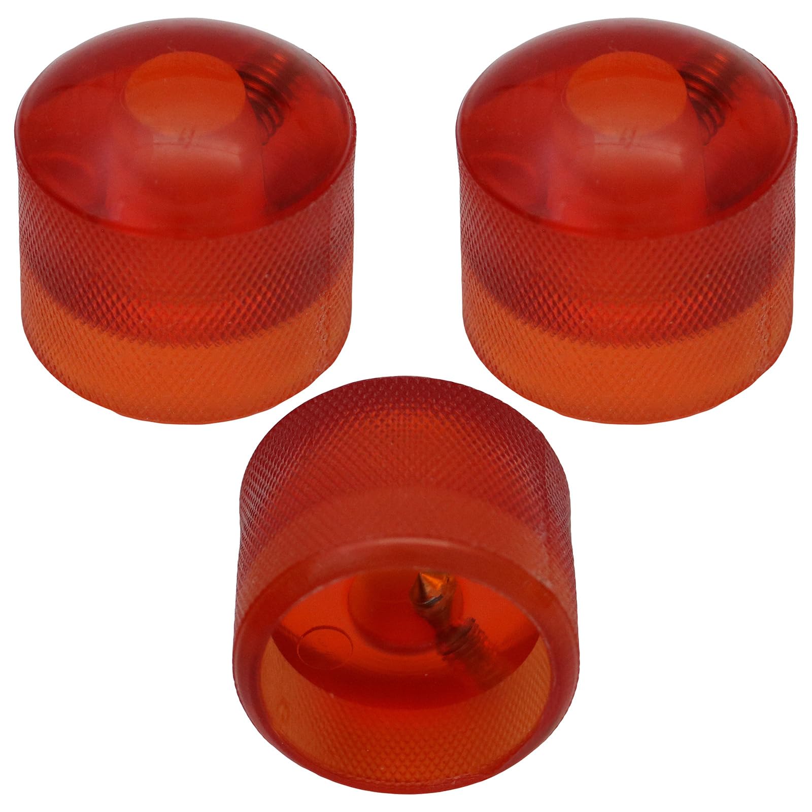 Pack of 3 6mm Round Hole Translucent Colour Domed Top Guitar Tone/Volume Control Knob (Red)