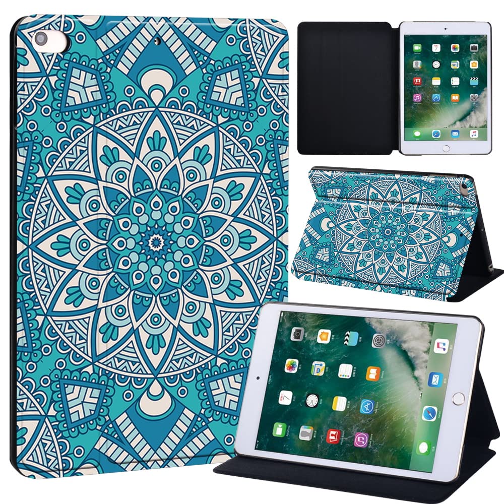 Camouflage Printed FINDING CASE Fit Apple iPad Mini 4/5 Tablet - Printed PU Flip Leather Smart Lightweight Shell Stand Cover Case for iPad Mini 4 Mini 5 (mandala pattern 014)