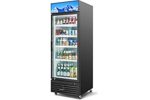 Wilprep Commercial Refrigerator, 22.4 cu. ft. Upright Beverage Display Refrigerator with LED Lighting, 27.6" Glass Door Merchandiser Cooler, ETL, ETL sanitation Listed