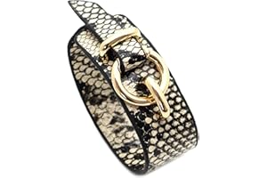 SHIMERITI Punk Rock Snakeskin Pattern Wide Pu Leather Adjustable Cuff Bracelet