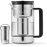 Aarke Purifier Glass Water Pitcher, Refillable Stainless Steel Filter, 8-Weeks Performance, BPA-Free, Dishwasher Safe, Pure & Enriched Refill Granules, 1.66L (7 Cups) Capacity
