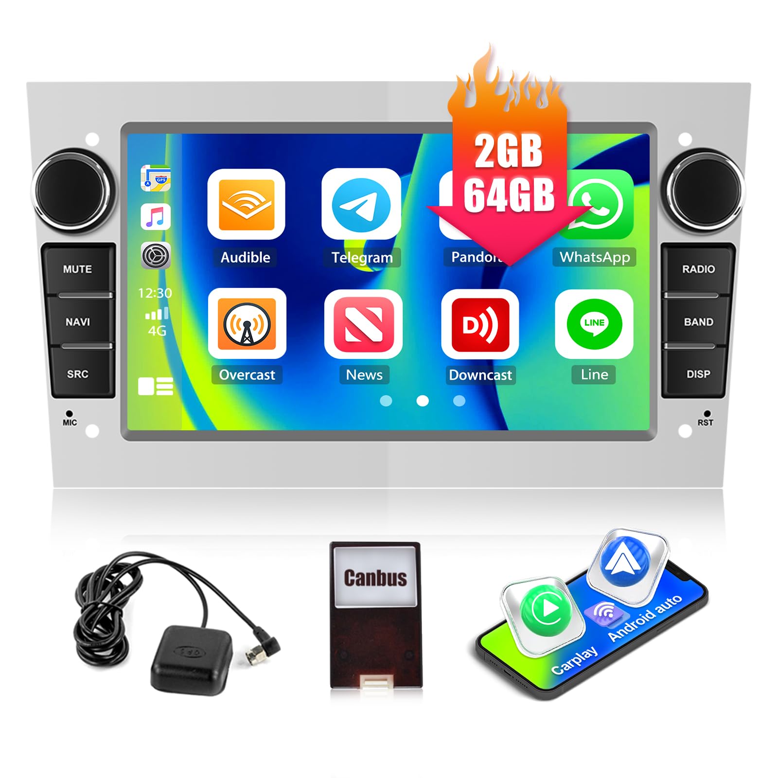 CAMECHO 2G+64G Car Radio for Opel Vauxhall Corsa Astra Zafira Combo Antara 7" Touch Screen Car Stereo with CarPlay Android Auto, GPS Sat Nav, Android 13, WiFi, Bluetooth, FM, Head Unit