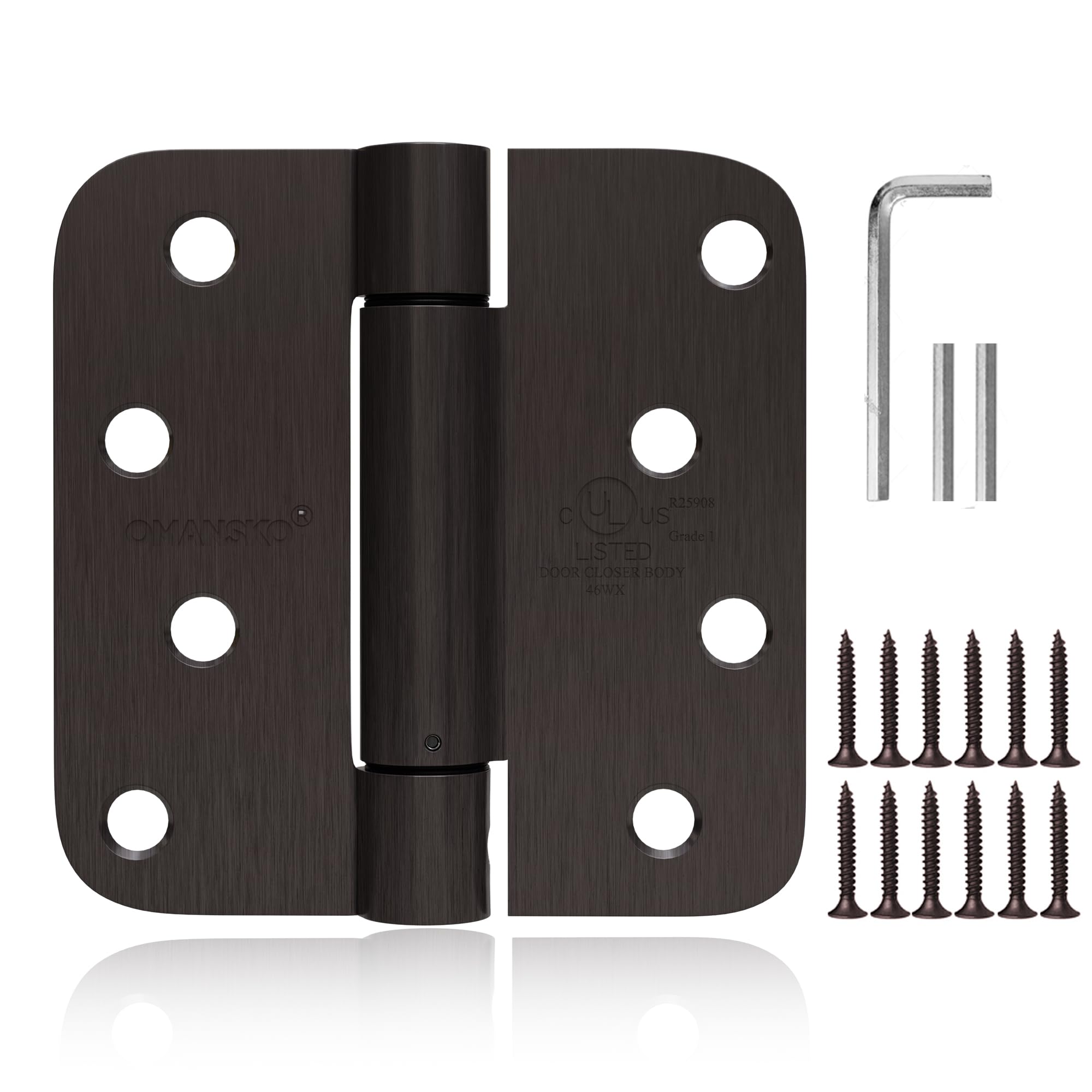 Photo 1 of 2 Pack Self Closing Door Hinges 4 in Oil Rubbed Bronze Door Hinges Spring Loaded Auto Close Hinges 5/8'' Radius Corners Adjustable Tension for Interior Door 4 x 4 in Auto Self-Closing Hinge