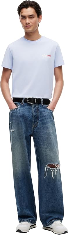 TJM Slim Sign Chest SS Tee EXT Dm0dm22538 S/S T-Shirt pour Homme, Bleu (Moonlight Iris), XXL