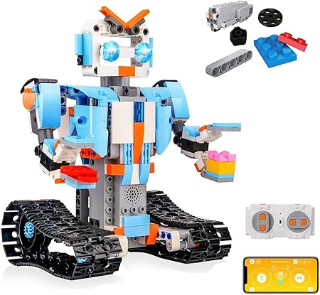 Amazon Stem リモコンのブロック建築ロボット 知育玩具 子ども用リモコン工学科学教育用建築おもちゃキット 男の子と女の子のギフト 6歳以上に適しています ライトブルー ブロック おもちゃ