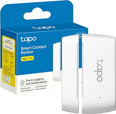 TP-Link Tapo T110 - Sensor de contato inteligente, Automação residencial, Economia de energia, Longa vida útil da bateria, Alertas de intrusão, Hub necessário