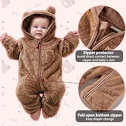 AiWMGL Newborn Baby Bear Outfit Suit With Fold-Over