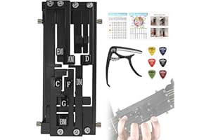 FormiPow Guitar Chord Presser, Beginner Guitar Learning Tool with 11 Chords, Capo & Picks, Easy-to-Use Chord Helper for Acoustic Guitars (38"-41"), Gift for Beginners (Black)