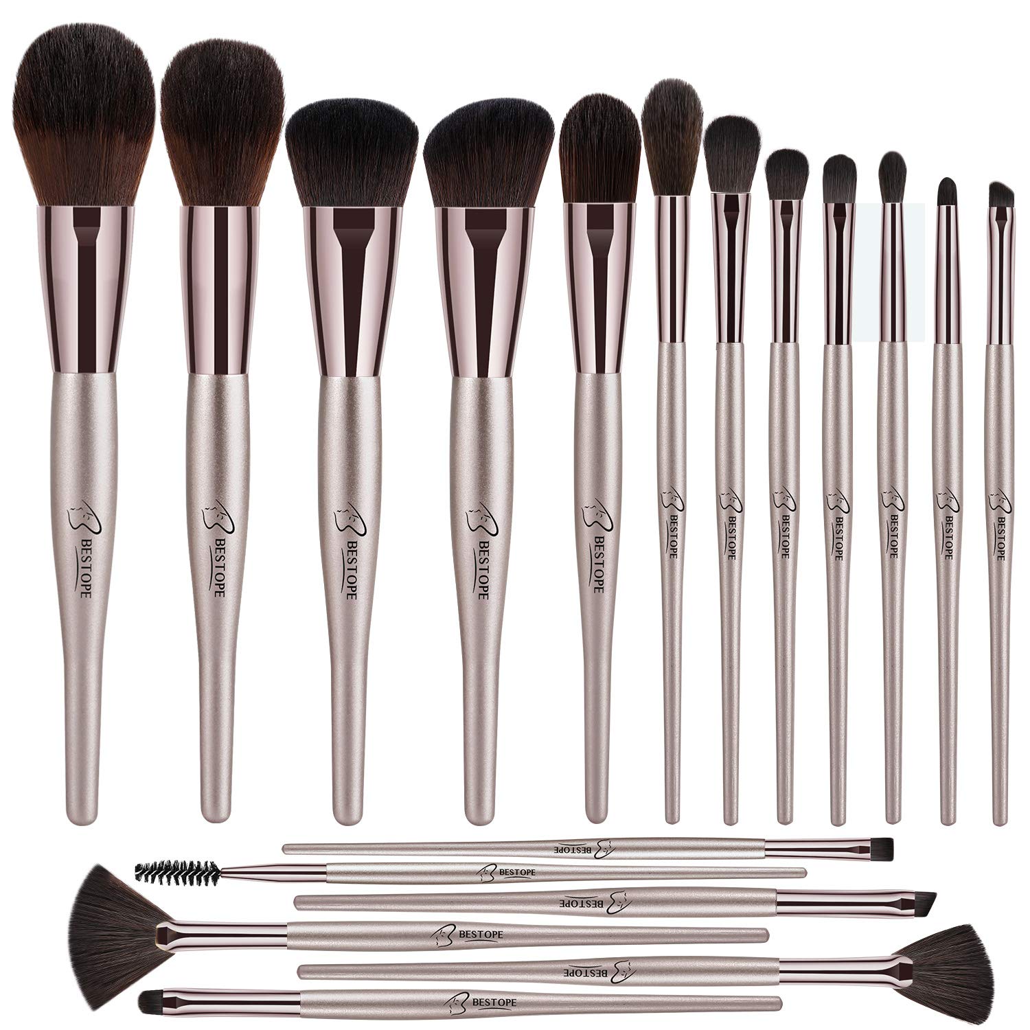 BESTOPE 18 Pcs Makeup Brushes Belly-type Handle Series Professional Premium Synthetic Contour Blush Foundation Concealers Highlighter Eye Shadows Cosmetic Brushes: Beauty