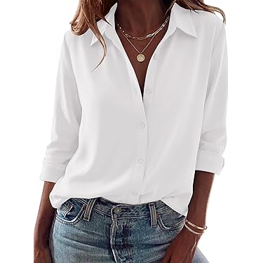 dress casual shirts for women Allegra K Women's Satin Long Sleeve Work Business Casual Button Down Shirt Grey Blue Small