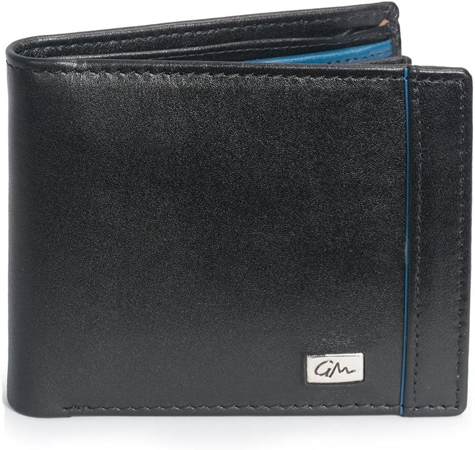 Gentleman Genuine Leather Stylish Black Men's Wallets for Boys with 6 Credit Debit Card Case Cardholder 1 ID Window