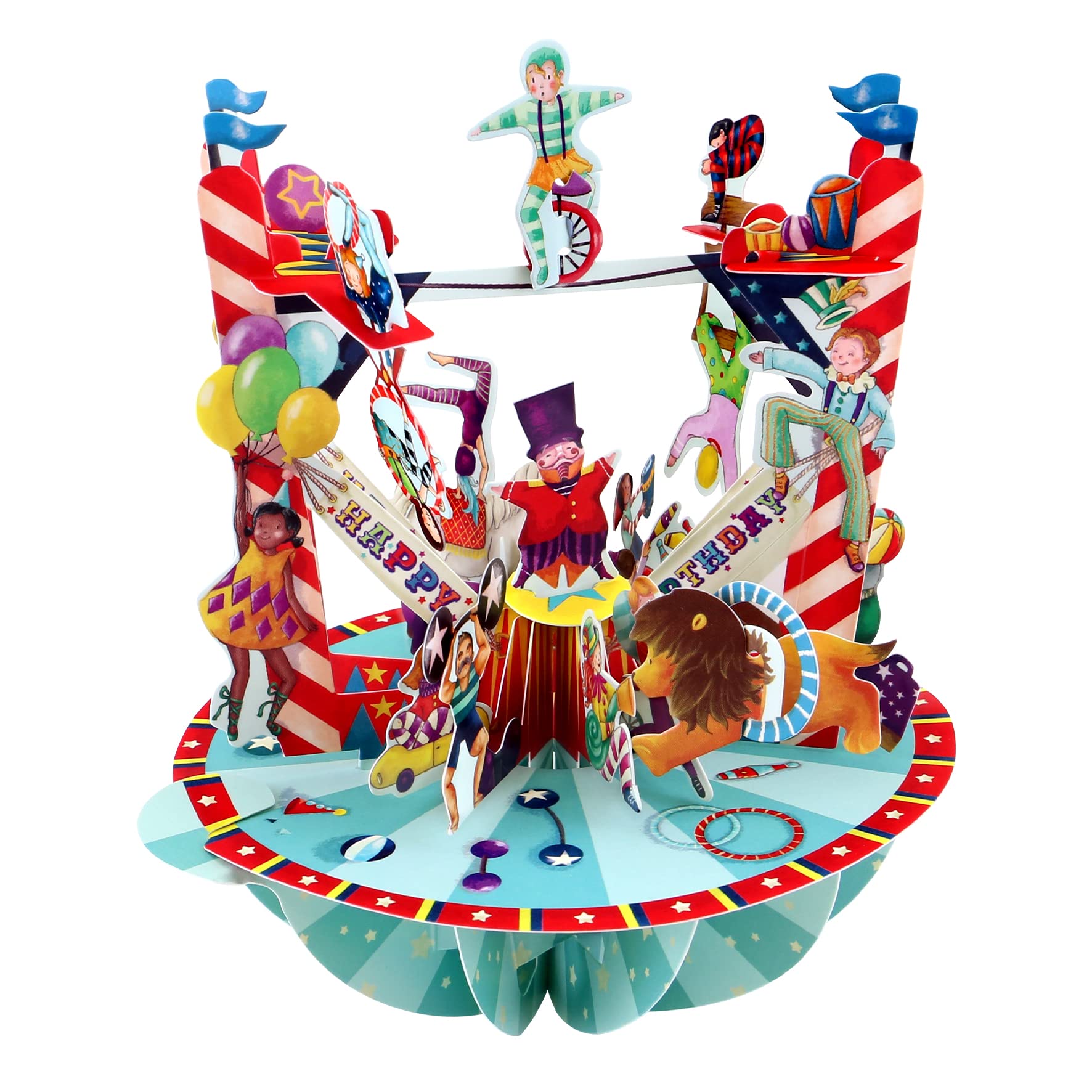 SANTORO Pirouette, 3D Pop Up Greeting Card - Birthday Circus - For Boys, Girls, Birthday, Thank You | Carnival, Theme Park, Amusement, Funfair, Clown, Ringmaster, Acrobats