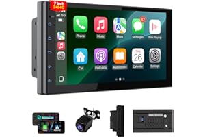 Haudio 7" Double Din Car Stereo with Wireless CarPlay & Android Auto, Touchscreen Car Radio with Bluetooth 4.1, HD Backup Camera, Mirror Link, GPS, WiFi, Voice Control, 2+64GB, FM/AM for All Vehicle